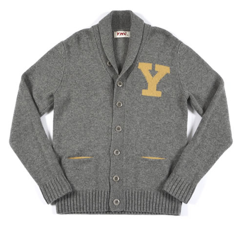 YMC shawl collared chunky knit marl grey cardigan 